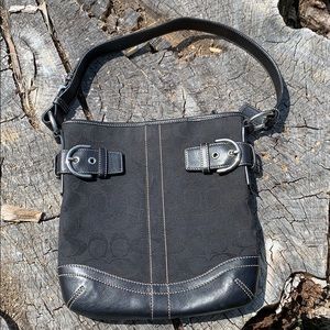 Coach leather and canvas black hobo.
